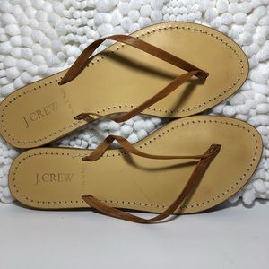 J.Crew tan leather made in Italy flip flops size 8